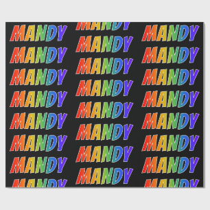 Papier Cadeau Prénom "MANDY" d'arc-en-ciel ; Amusement et color