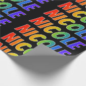 Papier Cadeau Prénom "NICOLE" d'arc-en-ciel ; Amusement et (Coin)