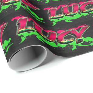 Papier Cadeau Prénom Nom Graffiti red green