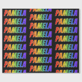 Papier Cadeau Prénom "PAMELA" d'arc-en-ciel ; Amusement et (Plat)