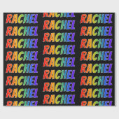 Papier Cadeau Prénom "RACHEL" d'arc-en-ciel ; Amusement et (Plat)