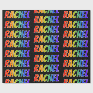 Papier Cadeau Prénom "RACHEL" d'arc-en-ciel ; Amusement et