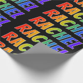 Papier Cadeau Prénom "RACHEL" d'arc-en-ciel ; Amusement et (Coin)