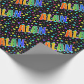Papier Cadeau Prénom Rainbow "ALAN" + Stars (Coin)