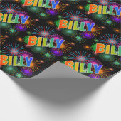 Papier Cadeau Prénom Rainbow "BILLY" + Fireworks (Coin)