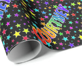 Papier Cadeau Prénom Rainbow "COURTNEY" + Stars (Coin rond)