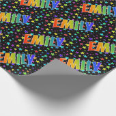 Papier Cadeau Prénom Rainbow "EMILY" + Stars (Coin)