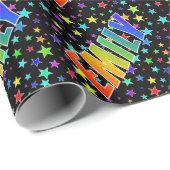 Papier Cadeau Prénom Rainbow "EMILY" + Stars (Coin rond)