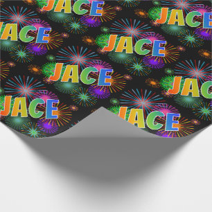 Papier Cadeau Prénom Rainbow "JACE" + Fireworks