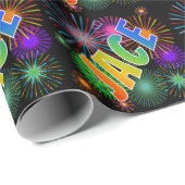 Papier Cadeau Prénom Rainbow "JACE" + Fireworks (Coin rond)