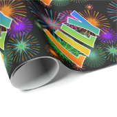 Papier Cadeau Prénom Rainbow "LILY" + Fireworks (Coin rond)