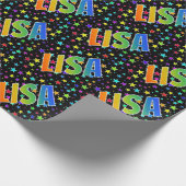 Papier Cadeau Prénom Rainbow "LISA" + Stars (Coin)