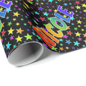 Papier Cadeau Prénom Rainbow "NICOLE" + Stars (Coin rond)