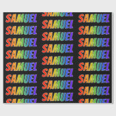 Papier Cadeau Prénom "SAMUEL" d'arc-en-ciel ; Amusement et (Plat)