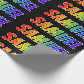 Papier Cadeau Prénom "SAMUEL" d'arc-en-ciel ; Amusement et (Coin)