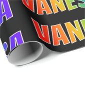 Papier Cadeau Prénom "VANESSA" d'arc-en-ciel ; Amusement et (Coin rond)