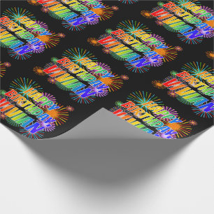 Papier Cadeau Prénom "VIVIAN", amusant "HEUREUX ANNIVERSAIRE"