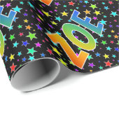 Papier Cadeau Prénom "ZOE" d'arc-en-ciel + Étoiles (Coin rond)