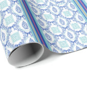 Papier Cadeau Prépa Bleu Aqua Clé Grecque Pot à Gi (Coin rond)