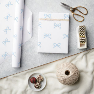 Papier Cadeau Préparation chic motif de nœud bleu pastel printe