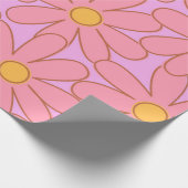 Papier Cadeau Preppie Hippie rose violet Motif de fleurs (Coin)