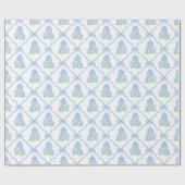Papier Cadeau Preppy Blue Hydrangea with Blue Bow Trellis (Plat)