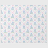 Papier Cadeau Preppy Blue Hydrangea with Pink Bow Trellis (Plat)