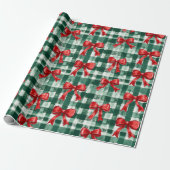Papier Cadeau Preppy Bow Plaid Christmas (Déroulé)