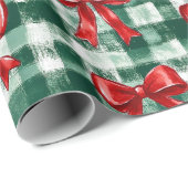 Papier Cadeau Preppy Bow Plaid Christmas (Coin rond)
