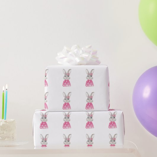 Papier Cadeau Preppy Bunny Rabbit Bow (Cadeaux de fête)