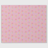Papier Cadeau Preppy Coquette Retro Palm Trees & Cactus Motif (Plat)