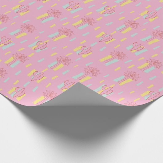 Papier Cadeau Preppy Coquette Retro Palm Trees & Cactus Motif (Coin)