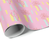Papier Cadeau Preppy Coquette Retro Palm Trees & Cactus Motif (Coin rond)