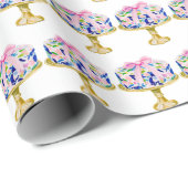 Papier Cadeau Preppy Grandmillennial Chinoiserie gâteau d'annive (Coin rond)