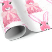 Papier Cadeau Preppy Little Rose Bow Baby shower fille Rabbit (Coin rond)