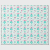 Papier Cadeau Preppy Mint Girly Christmas Gift Wrap Pink Bow (Plat)