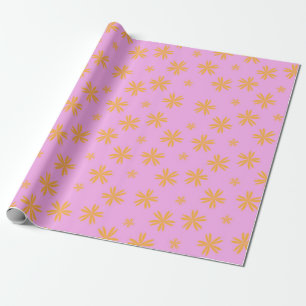 Papier Cadeau Preppy Orange Rose Hippie Motif