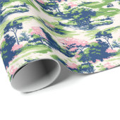 Papier Cadeau Preppy Palm Beach Golf (Coin rond)