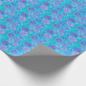 Papier Cadeau Preppy Palm Beach Imprimer Fleurs bleues (Coin)