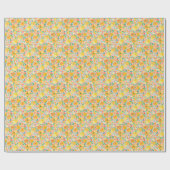 Papier Cadeau Preppy Palm Beach Imprimer Fleurs rose et jaune (Plat)