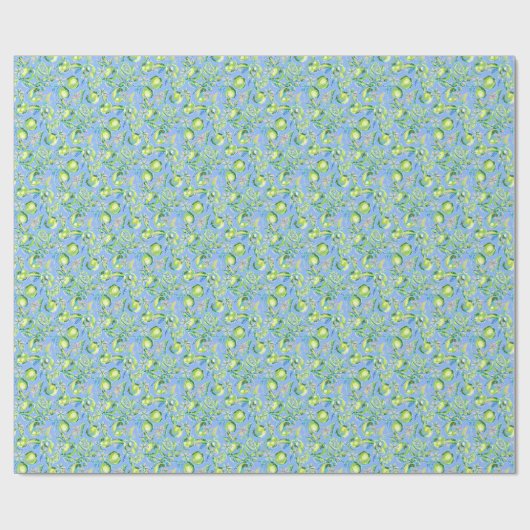 Papier Cadeau Preppy Palm Beach Imprimer Limites bleu et vert (Plat)