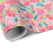 Papier Cadeau Preppy Palm Beach Imprimer Palm Tree Monkeys (Coin rond)