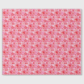 Papier Cadeau Preppy Palm Beach Imprimer rose et rouge Fleurs (Plat)