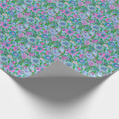 Papier Cadeau Preppy Palm Beach Imprimer rose et vert Fleurs (Coin)