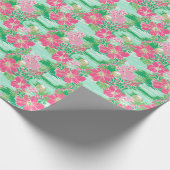 Papier Cadeau Preppy Palm Beach Motif de fleurs tropicales (Coin)
