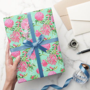 Papier Cadeau Preppy Palm Beach Motif de fleurs tropicales