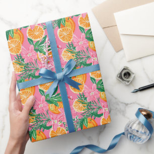 Papier Cadeau Preppy Palm Beach Motif tropical Oranges