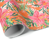 Papier Cadeau Preppy Palm Beach Motif tropical Oranges (Coin rond)