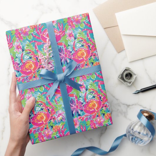 Papier Cadeau Preppy Palm Beach Océan Floral Crabs Motif (Cadeaux)