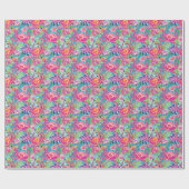 Papier Cadeau Preppy Palm Beach Océan Floral Crabs Motif (Plat)